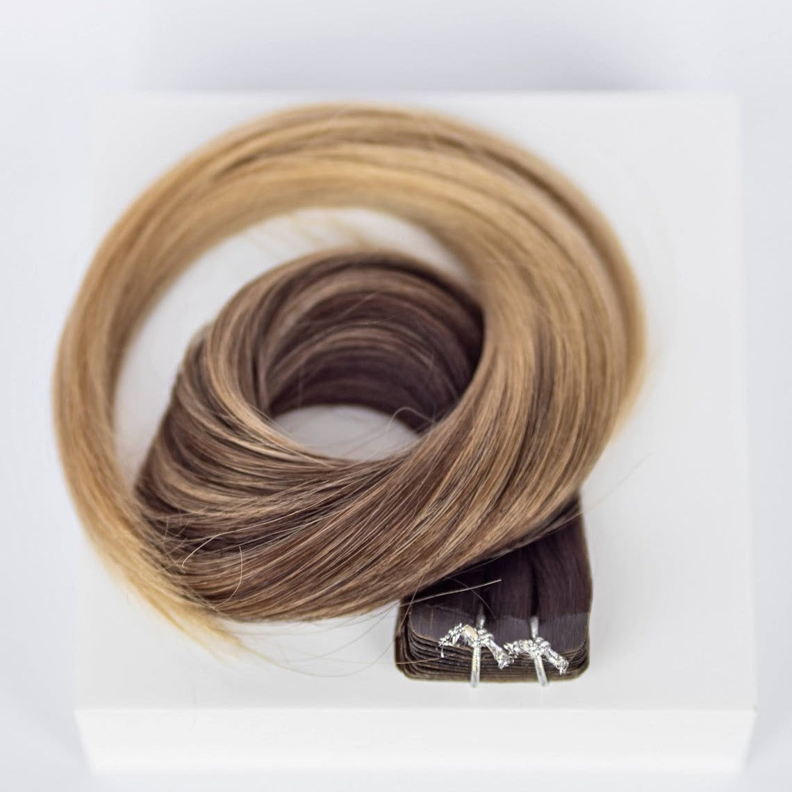 Tape-In 16" 50g Professional Hair Extensions - Balayage Dark Brown/Dirty Blonde #2/#18