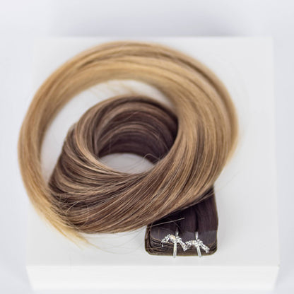 Tape-In 18" 50g Professional Hair Extensions - #2/18 Café Noir Balayage