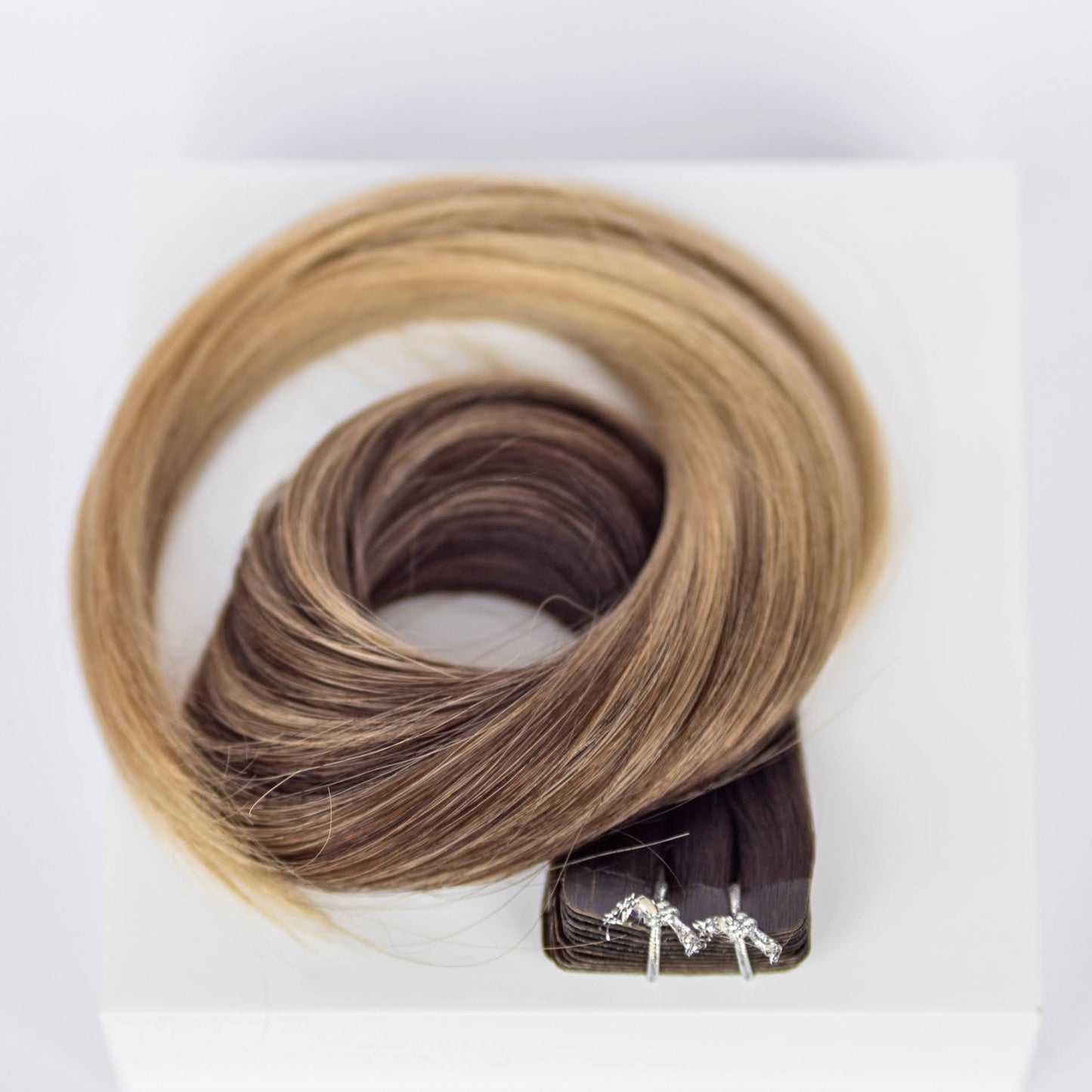 Tape-In 24" 55g Professional Hair Extensions - Balayage Dark Brown/Dirty Blonde #2/#18