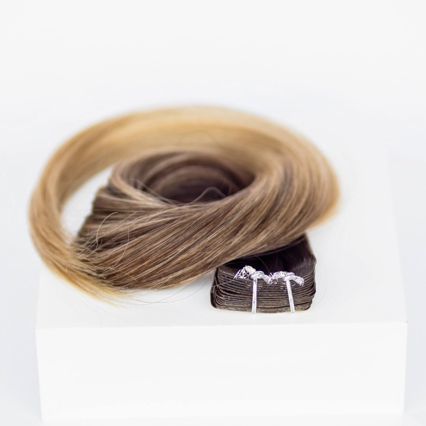 Tape-In 18" 50g Professional Hair Extensions - Balayage Dark Brown/Dirty Blonde #2/#18