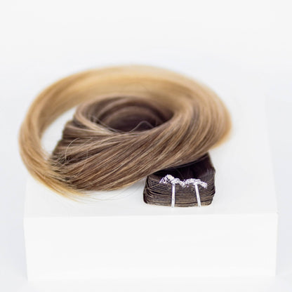 Tape-In 22" 50g Single Donor Virgin - #2/18 Café Noir Balayage (aka Balayage Dark Brown/Dirty Blonde)