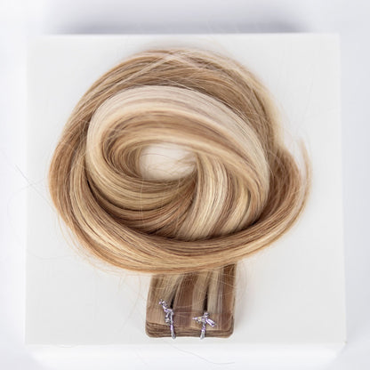 Tape-In 22" 50g Professional Hair Extensions - #10/16/60 Strawberry Blonde Highlight - SALE 40% OFF - FINAL SALE