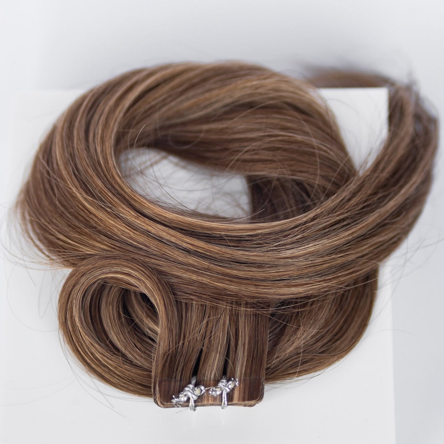 Tape-In 24" 55g Professional Hair Extensions - Chocolate Brown Highlight #4/#27