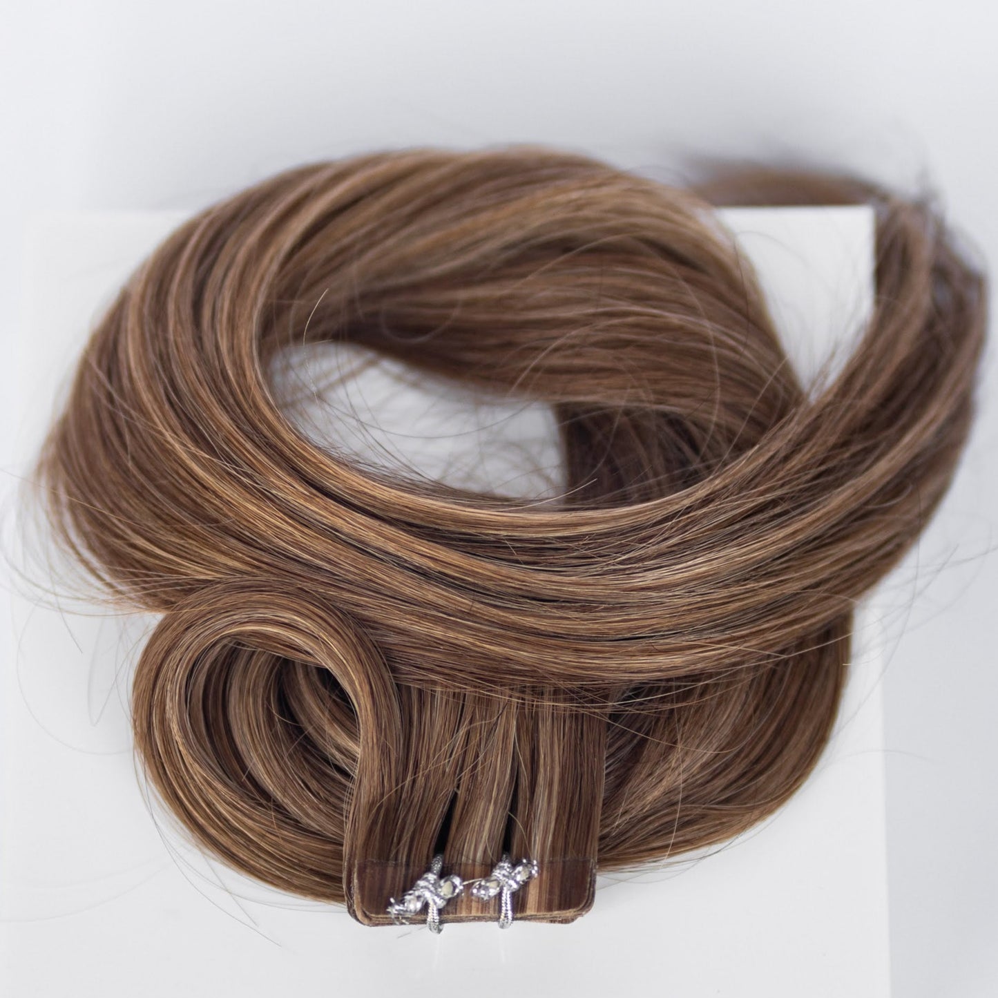 Tape-In 20" 50g Professional Hair Extensions - Chocolate Brown Highlight #4/#27