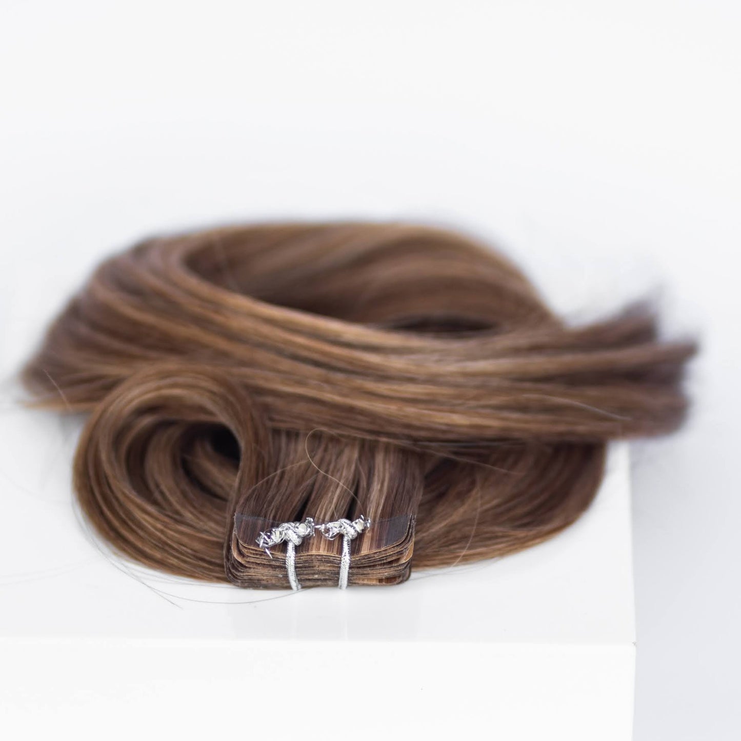 Tape-In 18" 50g Professional Hair Extensions - Chocolate Brown Highlight #4/#27