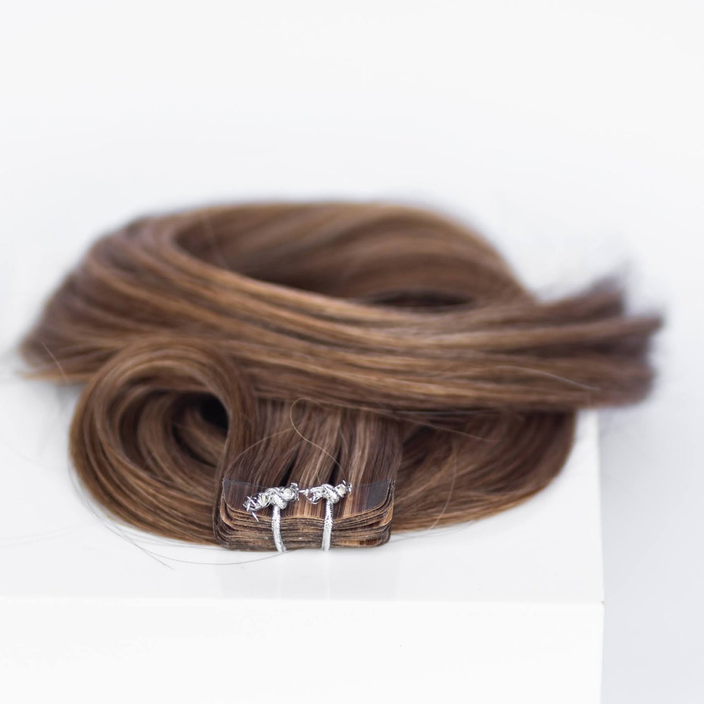 Tape-In 20" 50g Professional Hair Extensions - Chocolate Brown Highlight #4/#27