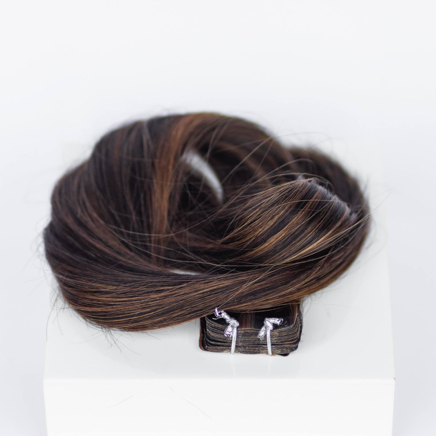 Tape-In 16" 50g Professional Hair Extensions - #1B/2/6 Dark Chocolate Caramel (aka Piano Key Chocolate Drip)