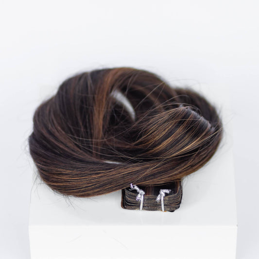 Tape-In 22" 50g Professional Hair Extensions - #1B/2/6 Dark Chocolate Caramel (aka Piano Key Chocolate Drip)