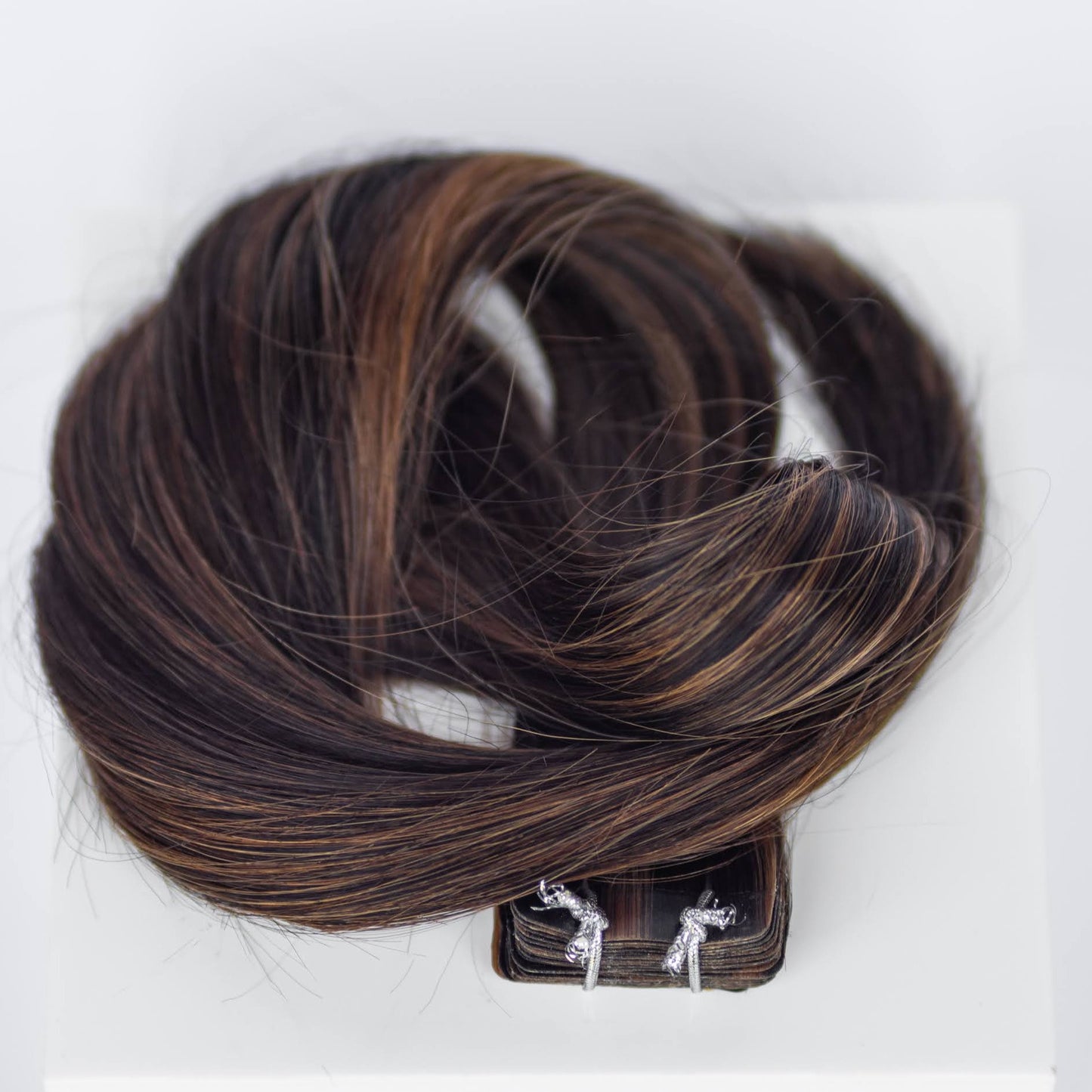 Tape-In 16" 50g Professional Hair Extensions - #1B/2/6 Dark Chocolate Caramel (aka Piano Key Chocolate Drip)