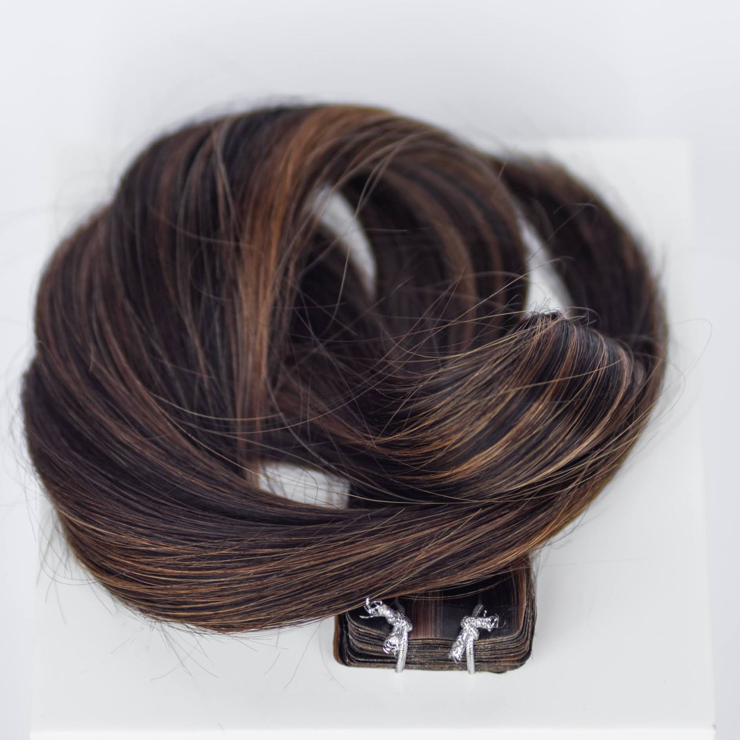 Tape-In 18" 50g Professional Hair Extensions - #1B/2/6 Dark Chocolate Caramel (aka Piano Key Chocolate Drip)