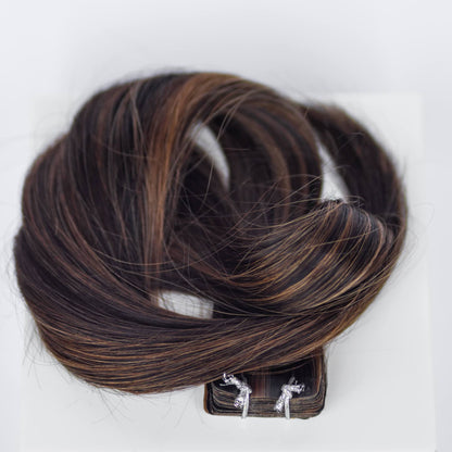 Tape-In 24" 55g Professional Hair Extensions - #1B/2/6 Dark Chocolate Caramel (aka Piano Key Chocolate Drip)