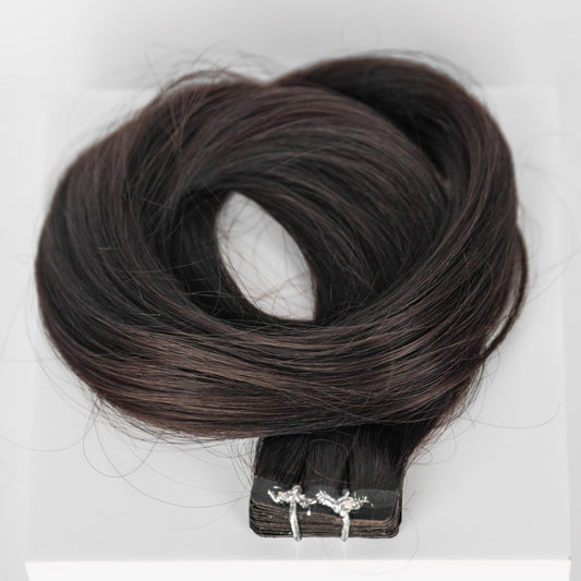 Tape-In 22" 50g Professional Hair Extensions -  #2 Dark Chocolate (aka Dark Brown)