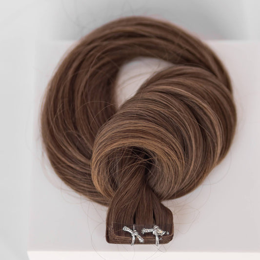 Tape-In 22" 50g Professional Hair Extensions - #8 Whisky Brown (aka Ash Brown)