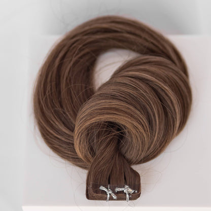 Tape-In 22" 50g Single Donor Virgin - #8 Whiskey Brown (aka Ash Brown)