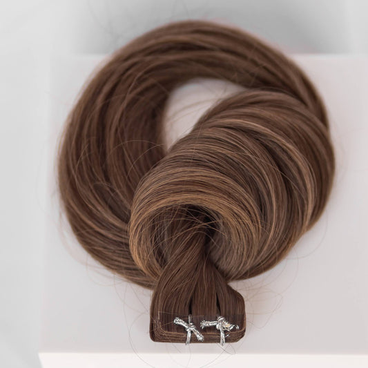 Tape-In 24" 55g Professional Hair Extensions - #8 Whisky Brown (aka Ash Brown)