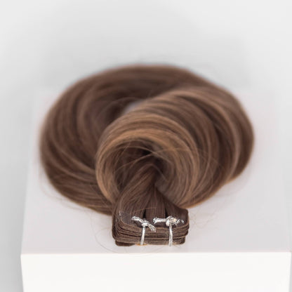 Tape-In 18" 50g Professional Hair Extensions - #8 Whiskey Brown (aka Ash Brown)