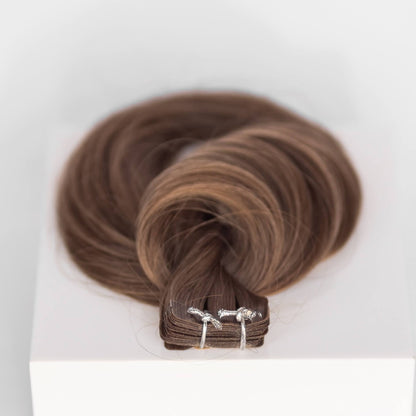 Tape-In 22" 50g Professional Hair Extensions - #8 Whiskey Brown (aka Ash Brown)