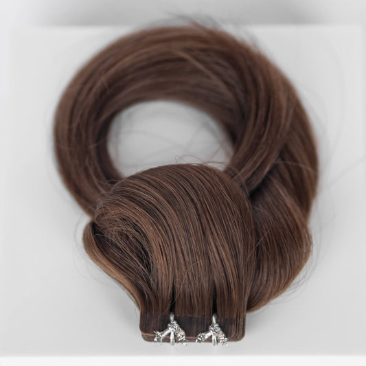 Tape-In 18" 50g Professional Hair Extensions - #4 Roasted Walnut (aka Chocolate Brown)