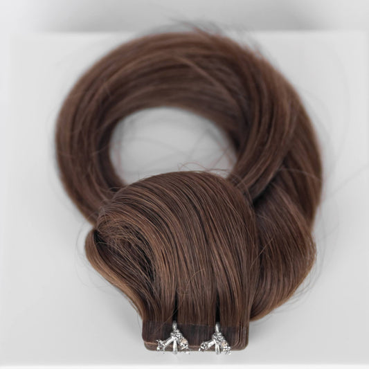 Tape-In 24" 55g Single Donor Virgin - #4 Roasted Walnut (aka Chocolate Brown)