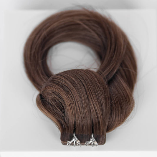 Tape-In 24" 55g Professional Hair Extensions - #4 Roasted Walnut (aka Chocolate Brown)