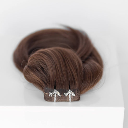 Tape-In 16" 50g Professional Hair Extensions - #4 Roasted Walnut (aka Chocolate Brown)