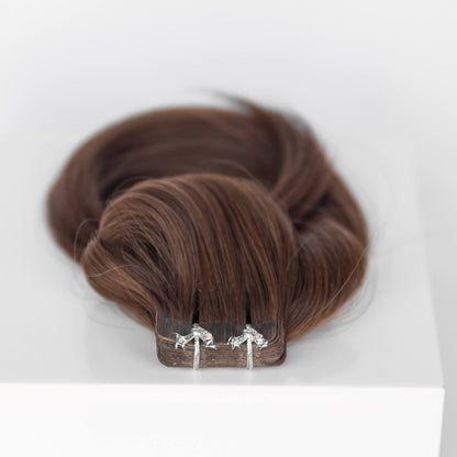 Tape-In 22" 50g Professional Hair Extensions - #4 Roasted Walnut (aka Chocolate Brown)