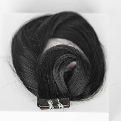 Tape-In 24" 55g Professional Hair Extensions - #1B Midnight (aka Off Black)