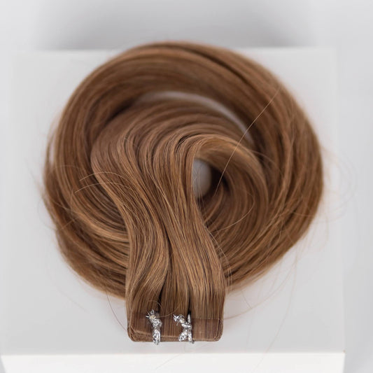 Tape-In 16" 50g Professional Hair Extensions - #6 Cinnamon Brown (aka Chestnut Brown)