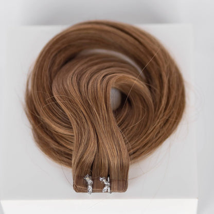 Tape-In 22" 50g Professional Hair Extensions - #6 Cinnamon Brown (aka Chestnut Brown)
