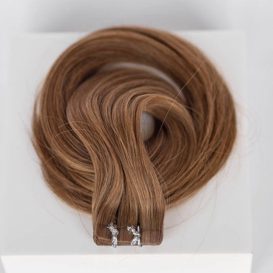 Tape-In 22" 50g Professional Hair Extensions - #6 Cinnamon Brown (aka Chestnut Brown)