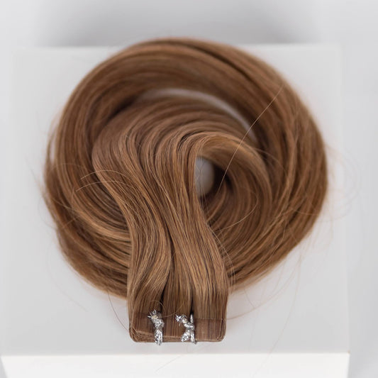 Tape-In 20" 50g Single Donor Virgin - #6 Cinnamon Brown (aka Chestnut Brown)