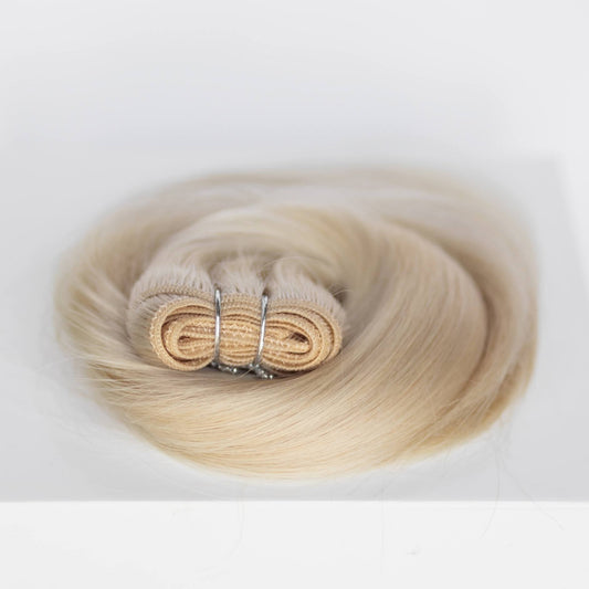 Machine-Tied Weft 22" 160g Single Donor Virgin - #80 Hollywood Blonde (aka White Blonde)