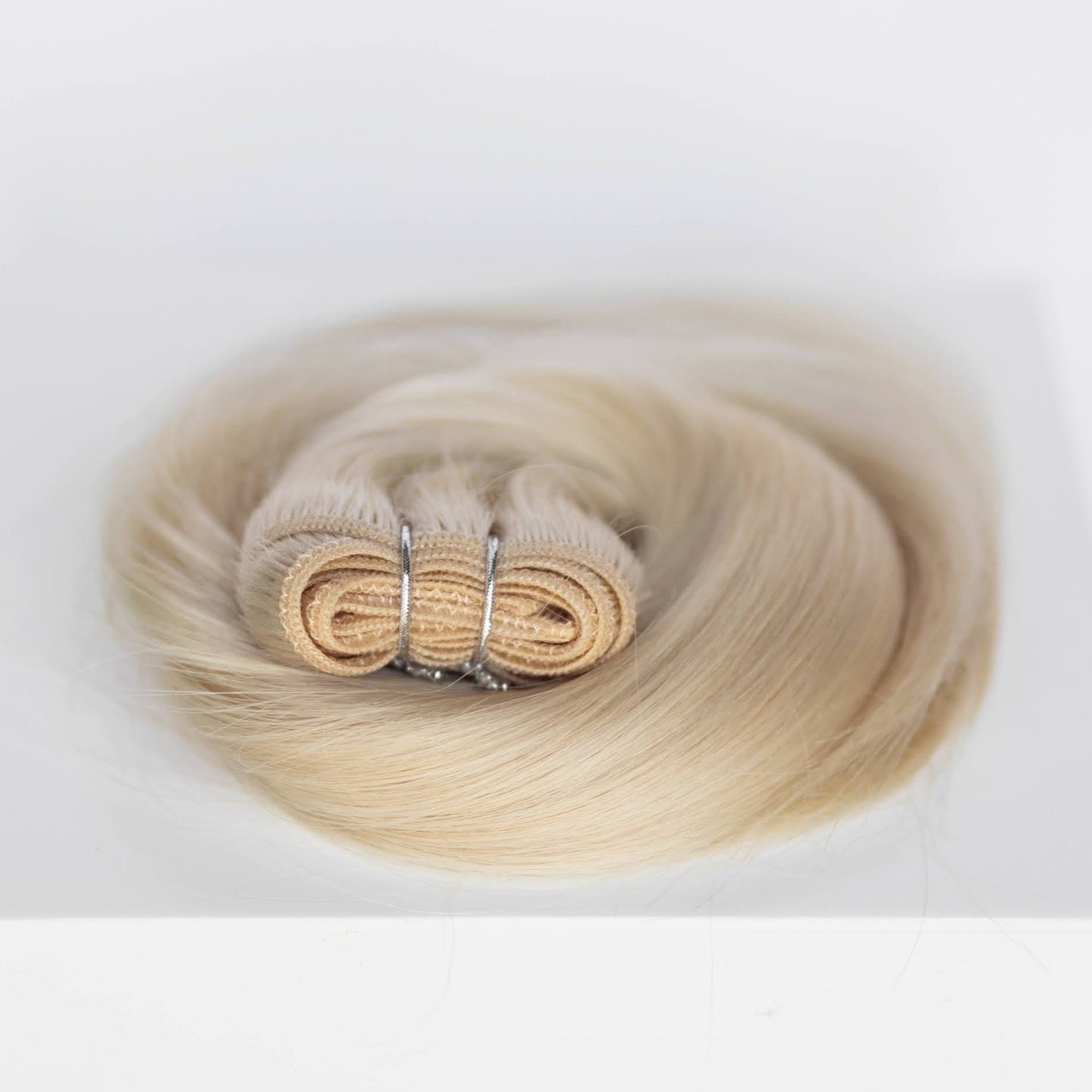 Machine-Tied Weft 16" 120g Single Donor Virgin - #80 Hollywood Blonde (aka White Blonde)