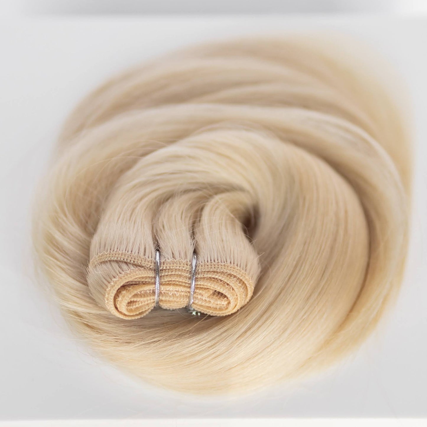 Machine-Tied Weft 22" 160g Single Donor Virgin - #80 Hollywood Blonde (aka White Blonde)