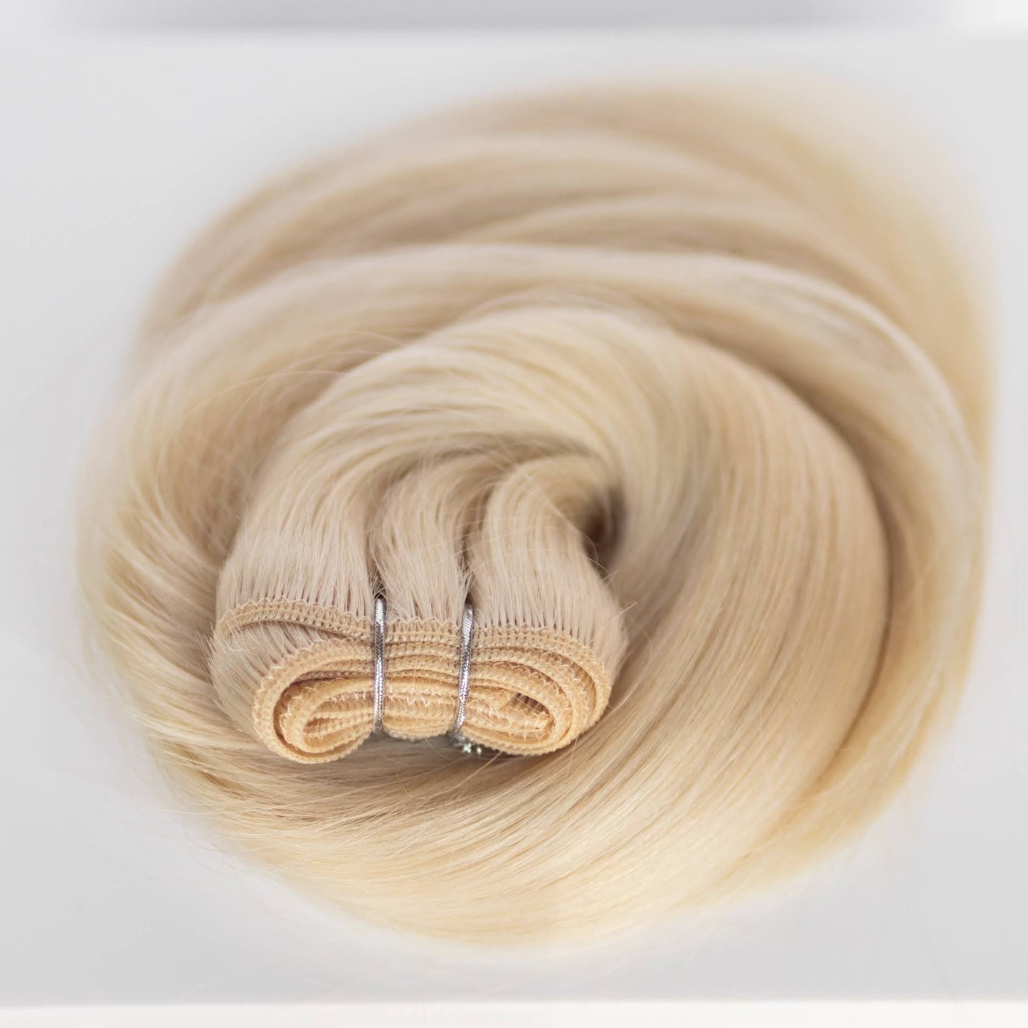 Machine-Tied Weft 16" 120g Single Donor Virgin - #80 Hollywood Blonde (aka White Blonde)