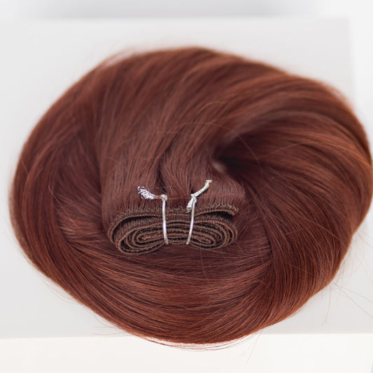 Machine-Tied Weft 20" 145g Single Donor Virgin - #550 Rouge (aka Cinnamon Mocha)