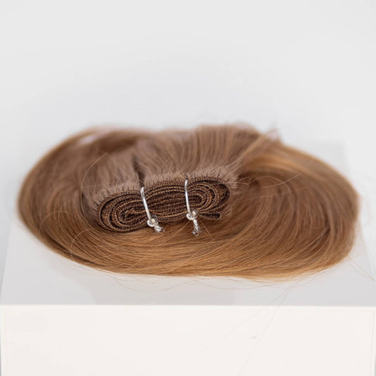 Machine-Tied Weft 16" 120g Single Donor Virgin - #6 Cinnamon Brown (aka Chestnut Brown)