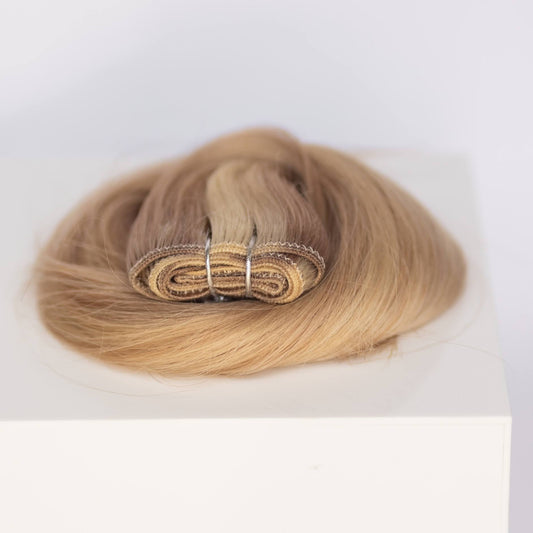 Machine-Tied Weft 18" 130g Single Donor Virgin - #10/16/60 J’Adore Blonde Highlight (aka Sweet Blonde)