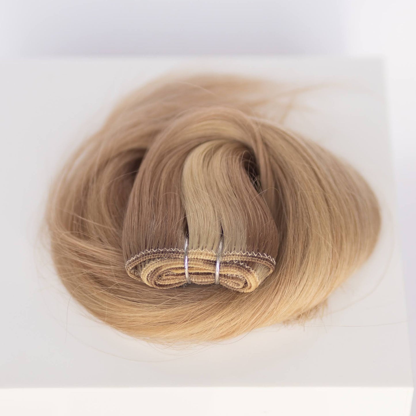 Machine-Tied Weft 18" 130g Single Donor Virgin - #10/16/60 J’Adore Blonde Highlight (aka Sweet Blonde)