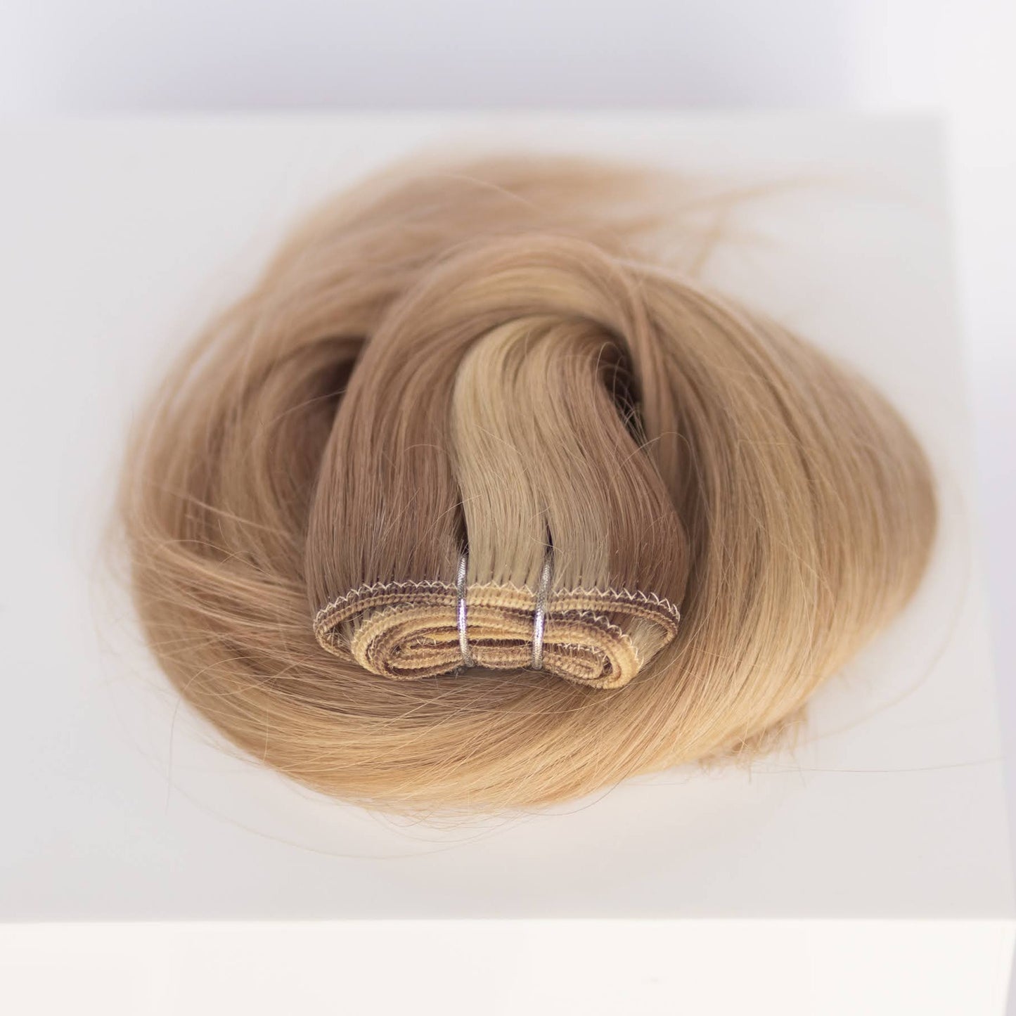 Machine-Tied Weft 16" 120g Single Donor Virgin - #10/16/60 J’Adore Blonde Highlight (aka Sweet Blonde)