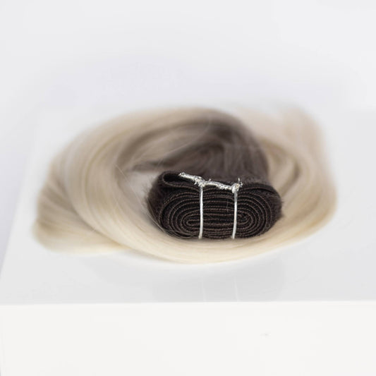 Machine-Tied Weft 28" 180g Professional Hair Extensions - #T1CC/80 Smokey Blonde (aka Cool Mochachino Brown/White Blonde)