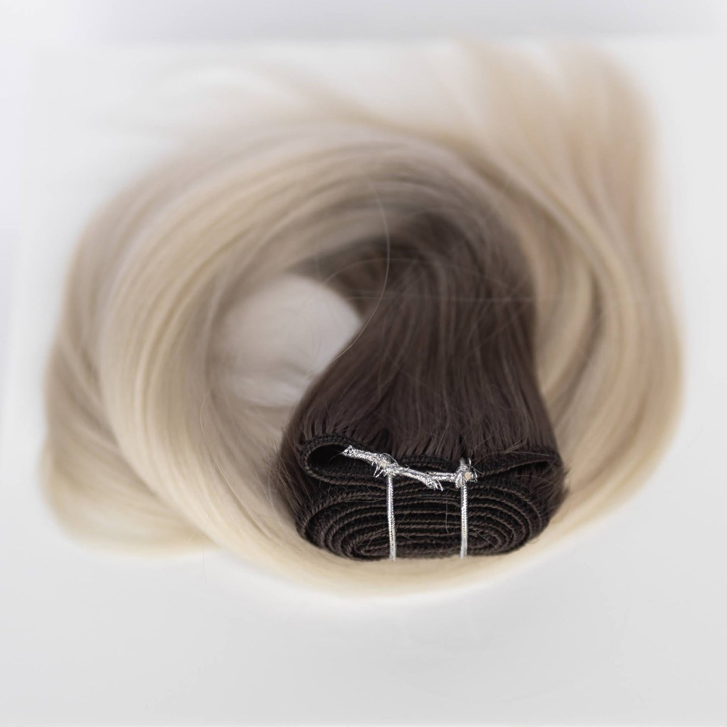 Machine-Tied Weft 20" 145g Single Donor Virgin - #T1CC/80 Smokey Blonde (aka Cool Mochachino Brown/White Blonde)