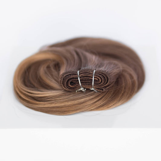 Machine-Tied Weft 18" 130g Professional - #4/27 Chocolate Brulé (aka Highlight Chocolate Brown)