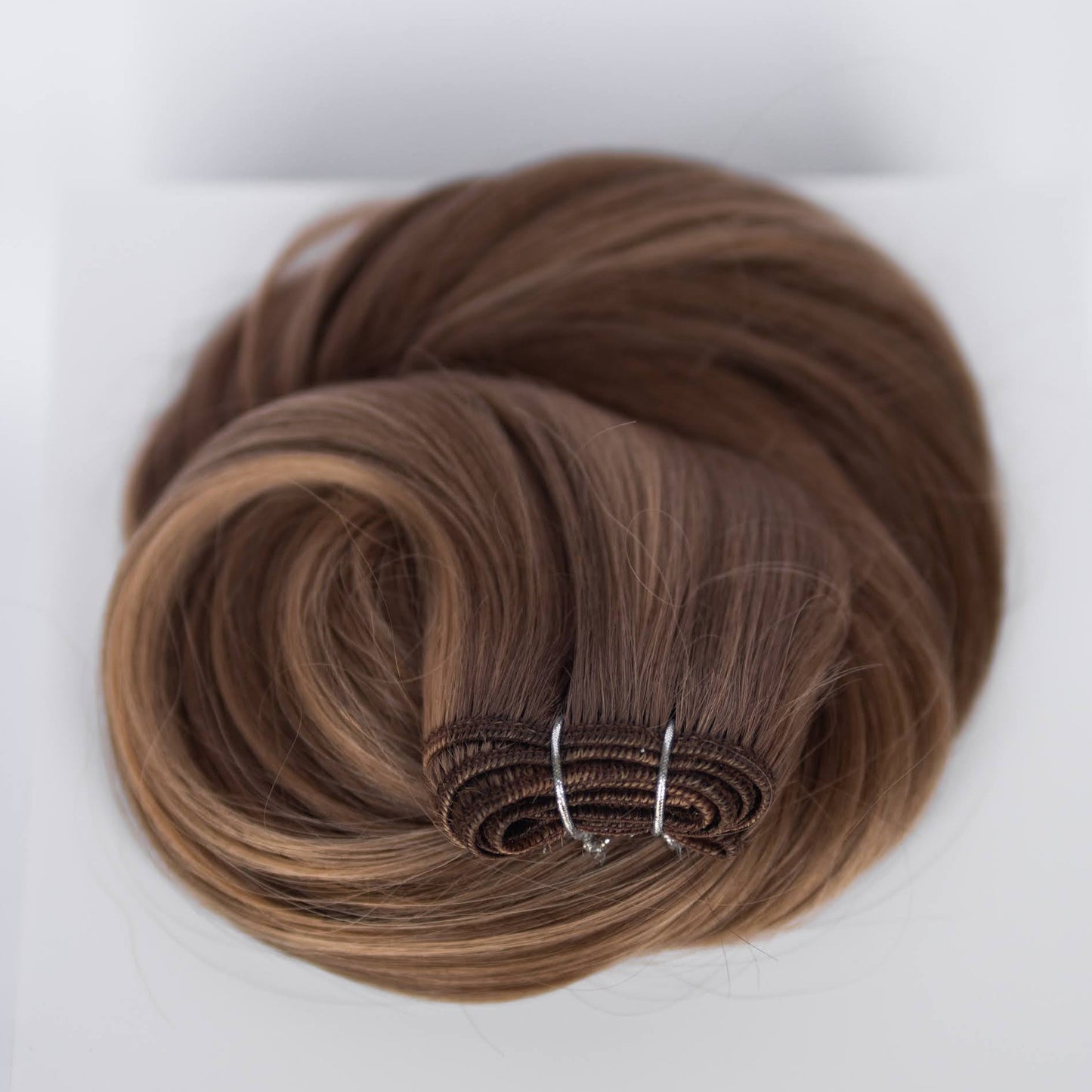 Machine-Tied Weft 24" 170g Single Donor Virgin - #4/27 Chocolate Brulé (aka Highlight Chocolate Brown)