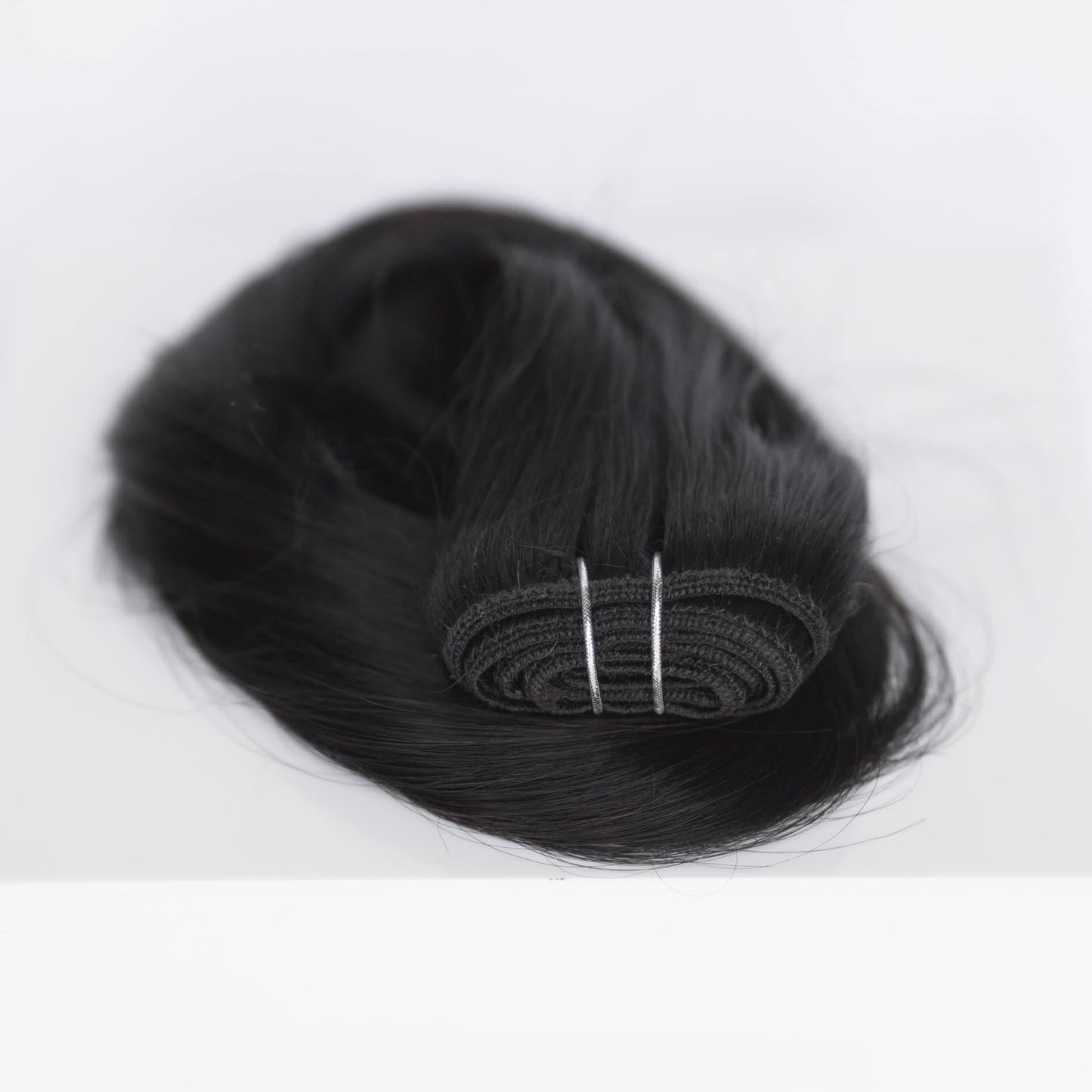 Machine-Tied Weft 16" 120g Single Donor Virgin -  #1B Midnight (aka Off Black)