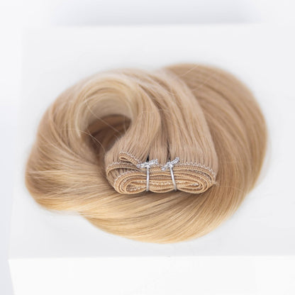 Machine-Tied Weft 28" 180g Single Donor Virgin - #17 Chardonnay Blonde (aka Dirty Ash Blonde)