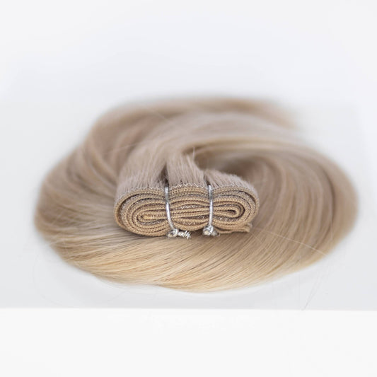 Machine-Tied Weft 18" 130g Single Donor Virgin - #16 Paris Blonde (aka Vanilla Blonde)