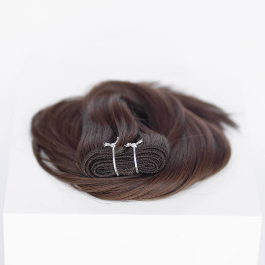 Machine-Tied Weft 16" 120g Single Donor Virgin- #2 Dark Chocolate (aka Dark Brown)