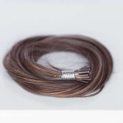 I-Tip 16" 25g Professional Hair Extensions - Chocolate Brown Highlight #4/#27