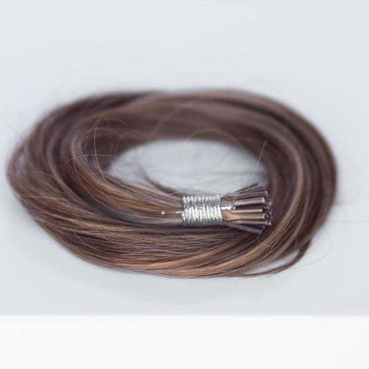 I-Tip 24" 25g Professional Hair Extensions - Chocolate Brown Highlight #4/#27